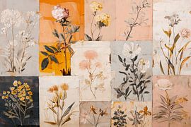 Botanische Collage mit warmen Akzenten