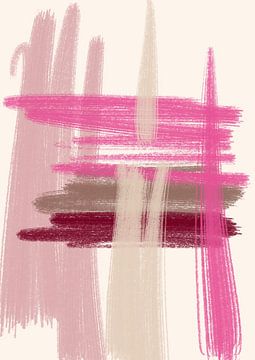 Gestreepte roze illustratie van Esmeé Kiewiet