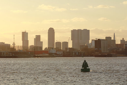 Skyline Rotterdam im Nebel'.