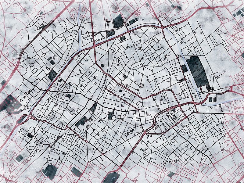 Carte de Roubaix avec le style 'White Winter' par Maporia