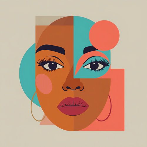 Modern abstract face with colour fields