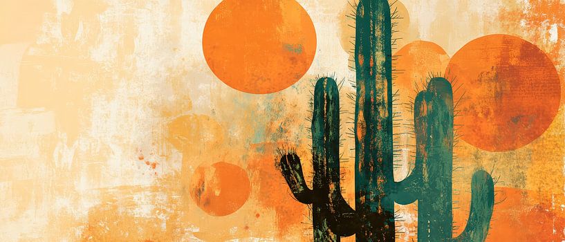 Cactus landscape with warm colours by Poster Art Shop