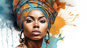 Afrikanische Schönheit Frau Kunst Skizze, Aquarell, Tuschezeichnung