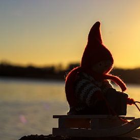 Sleeën bij ondergaande zon von Brenda van den Berg