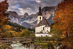 Weltberühmte,  die  Ramsauer Kirche bei Berchtesgaden