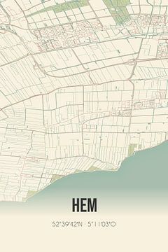 Vintage landkaart van Hem (Noord-Holland) van Rezona