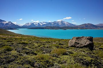Turquoise colored Belgrano lake in Patagonia by Christian Peters