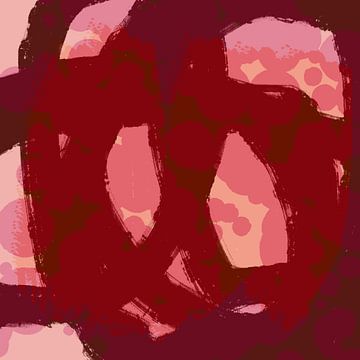 Dromenland. Landschap in pasteltinten. Moderne abstracte kunst in rood en roze van Dina Dankers