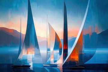 Sailboats abstract-10a-32 by Rautenberg Digital Art Maritim
