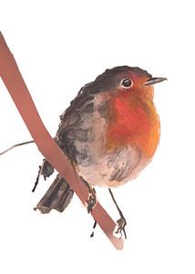 Roodborstje bijzondere vogel illustratie van Angela Peters
