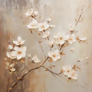 Kirschblüte weiß, gold, braun