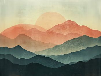 Abstrakte Berge mit Sonne