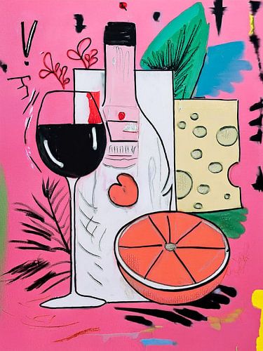 Wine & Cheese Collage van Lianne Louise