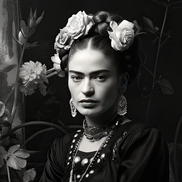 Frida Poster Schwarz und Weiß von Niklas Maximilian