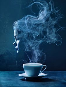 eine Tasse Kaffee oder Cappuccino mit einer weiblichen Person trinken
