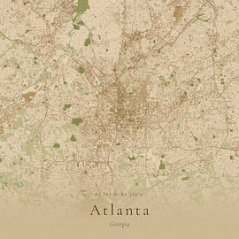 Vintage-Landkarte von Atlanta, Vereinigte Staaten von Ortsdrucke