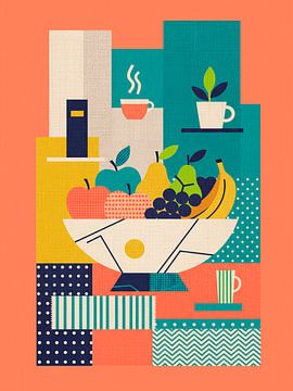 Abstrakte Kunst für die Küche: Bunter Obstkorb im modernen Stil von STUDIO ARTSY