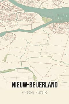 Vintage landkaart van Nieuw-Beijerland (Zuid-Holland) van MijnStadsPoster