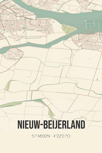 Vintage map of Nieuw-Beijerland (South Holland) by Prints of Place
