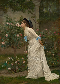 Auguste Toulmouche – Frau und Rosen (1879) von Timeless Artworks