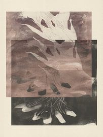 Abstrakte organische und geometrische Formen in Umbra, Braun und Weiß. von Dina Dankers