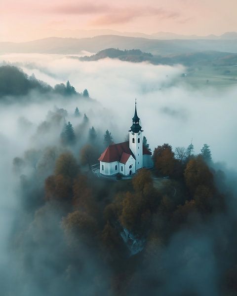 Chapel in a mystical autumn landscape by fernlichtsicht