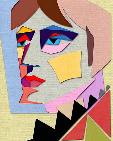 Portrait in minimalistic cubism van Arjen Roos