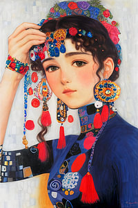 Magischer blauer Tanz - Gustav Klimt inspiriert