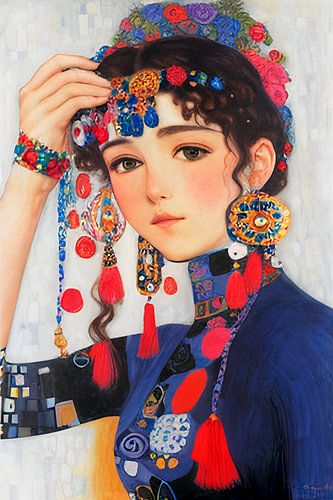 Magische blauwe dans - Gustav Klimt geïnspireerd