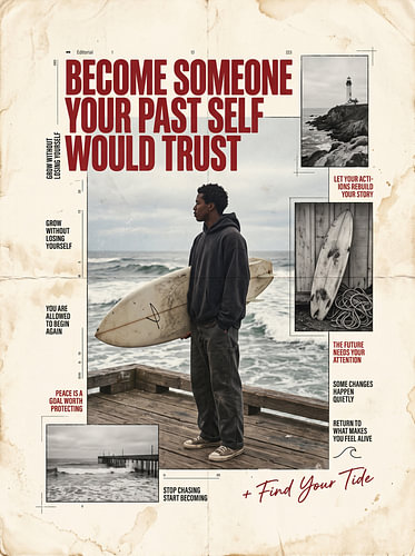 Werde zu jemandem, dem dein früheres Ich vertrauen würde – Surf-Lifestyle, Grafikdesign