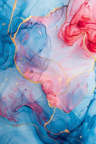 Vloeiend Abstract met Gouden Lijnen