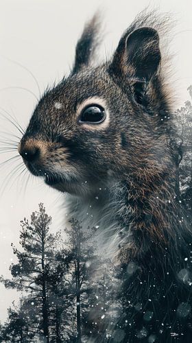 multiple exposure tussen dier en natuur