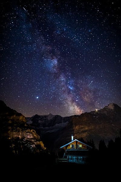 Galaxie au-dessus de l'Eiger en Suisse sur Maurice Haak