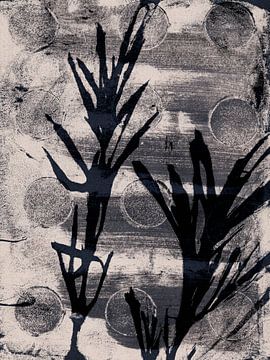 Botanische collage met Wabi-Sabi-textuur van Dina Dankers