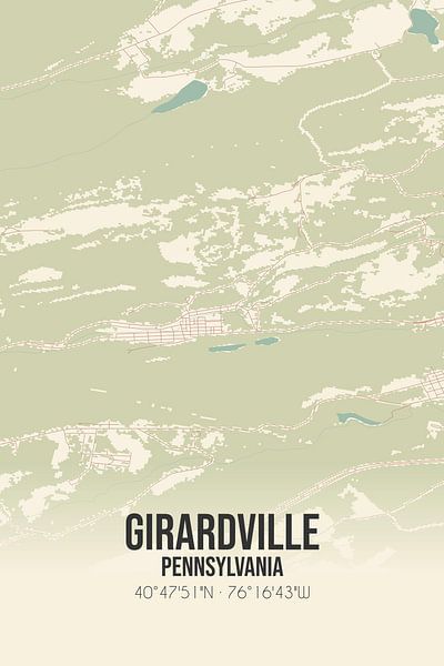 Carte ancienne de Girardville (Pennsylvanie), USA. par Affiches de lieux