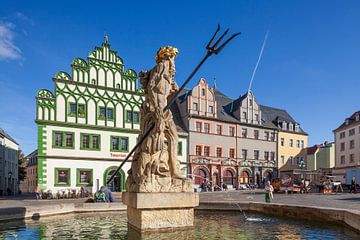 Town hall and Neptune fountain on the market square, Weimar by Torsten Krüger