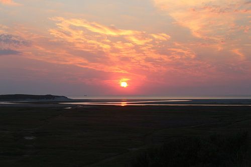 De Slufter op Texel bij zonsondergang