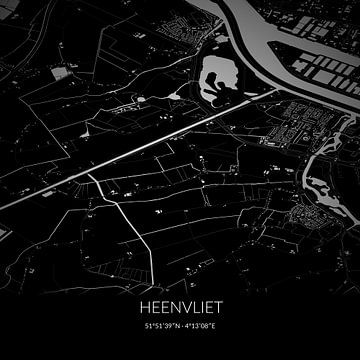 Carte en noir et blanc de Heenvliet, Hollande méridionale. sur Rezona