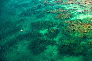Schwimmer im türkis grünen Meer in der Karibik