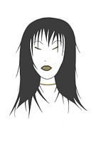 Femme asiatique aux cheveux noirs et au maquillage doré