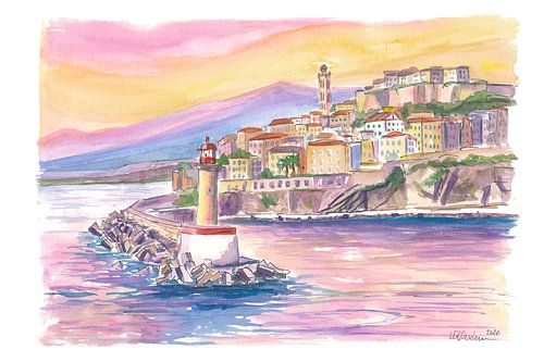 De haven van Bastia op Corsica met vuurtoren en maritieme perspectieven van Markus Bleichner