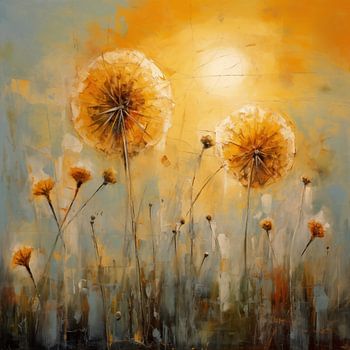 Dandelions and the setting sun