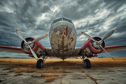 vliegtuigwrak op een verlaten locatie