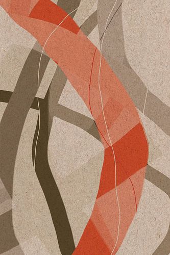 Formes modernes abstraites et minimalistes en rouge corail, brun, beige, blanc VII