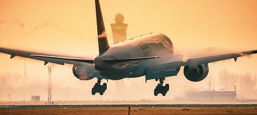 Saudia cargo in a moody sunset