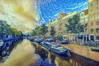 Gemälde Amsterdam: Amsterdamer Grachten im Stil Van Goghs