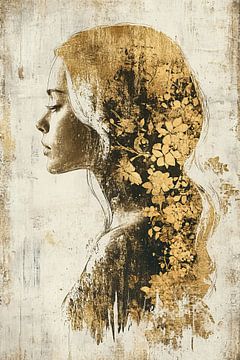 Frau Gold | Frau Erdtöne von Kunst Laune