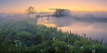 Panorama zonsopkomst bij Schildjer Tilbat, De Paauwen, Groningen van Henk Meijer Photography