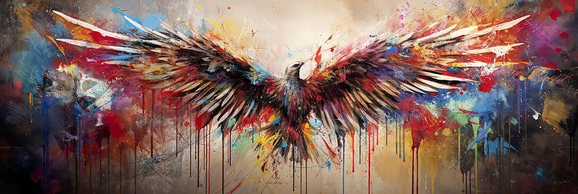 Freedom in Colourful Abstract Bird Painting by Surreal Media