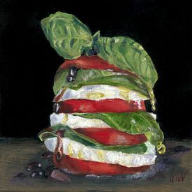 délicieuse salade italienne Caprese, peinture à l'huile sur Astridsart